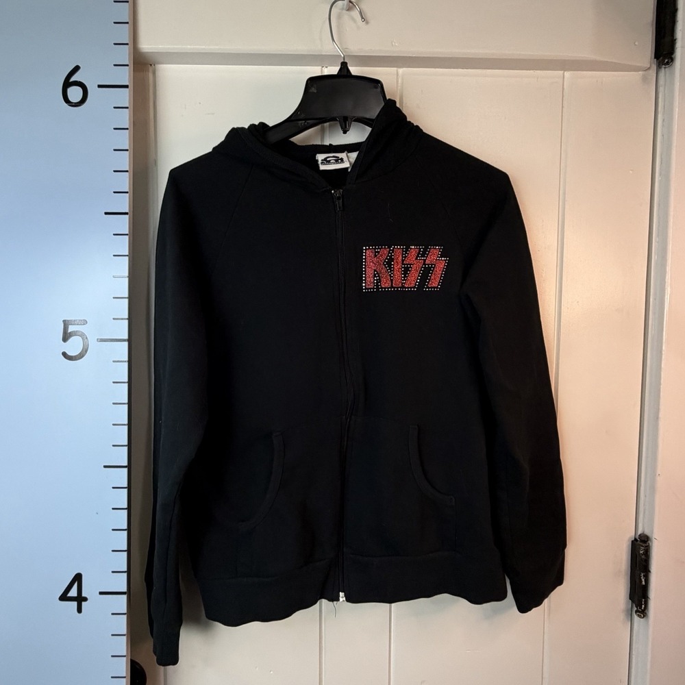 KISS End Of The Road World Tour Hoodie Full Zip Black Sweatshirt Size Large Goth